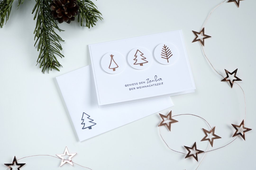 einfache Weihnachtskarte Weihnachtsbäume mit Produkten von Stampin' Up!2
